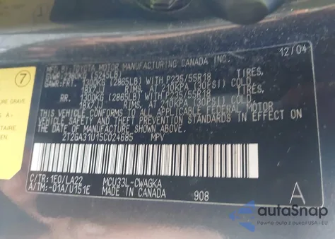 2005 Lexus Rx 330 z USA, uszkodzony, nr VIN 2T2GA31U15C024685